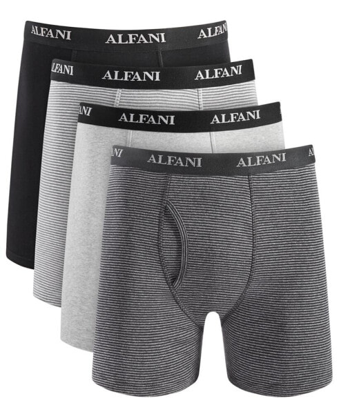 Men's 4-Pk. Moisture-Wicking Cotton Boxer Briefs, Created for Macy's