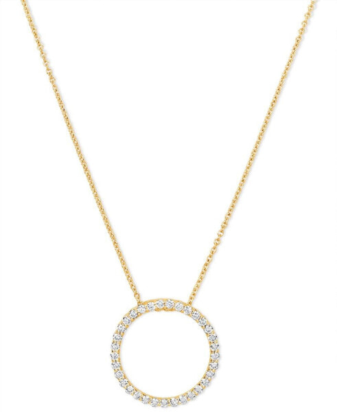 Macy's diamond Circle Pendant Necklace (1/2 ct. t.w.) in 14k White or Yellow Gold, 16" + 2" extender