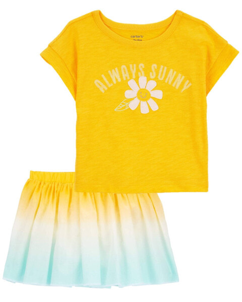 Baby 2-Piece Flower Tee & Ombré Skort Set 18M