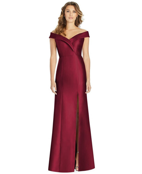 Off-The-Shoulder Satin Gown