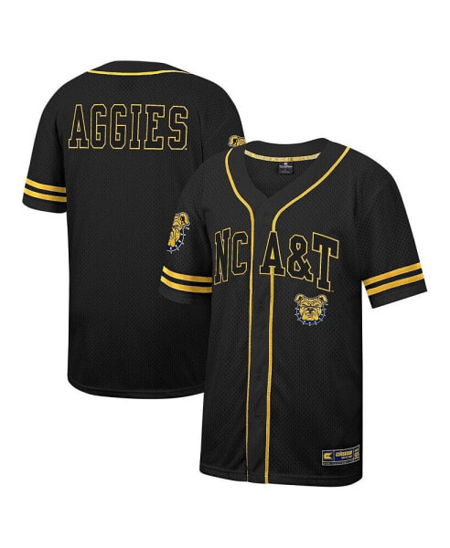 Men's Black North Carolina A&T Aggies Free Spirited Mesh Button-Up Baseball Jersey