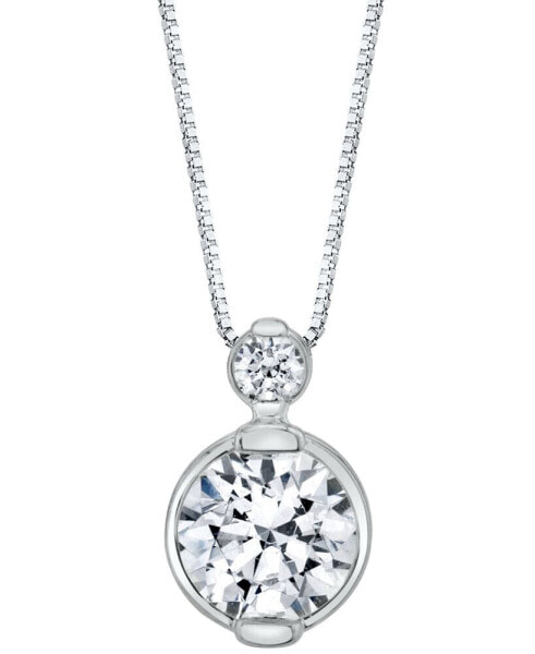 Sirena diamond Double Bezel 18" Pendant Necklace (1/4 ct. t.w.) In 14K White Gold or 14K Yellow Gold