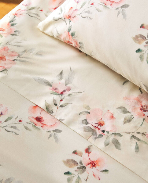 Floral print flat sheet