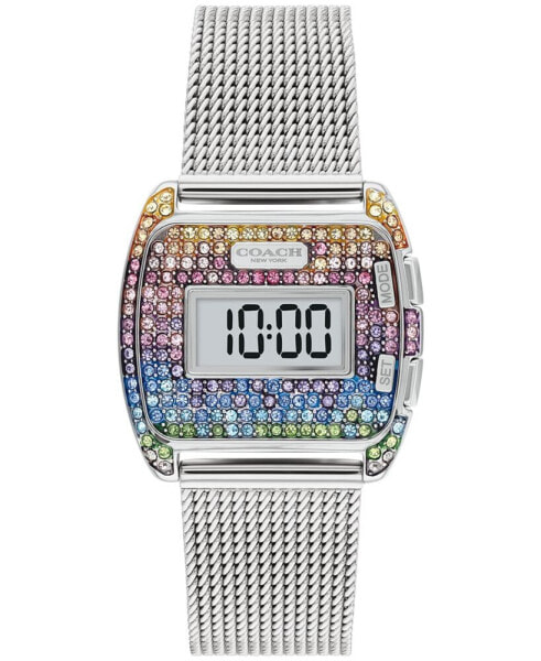 Women's Darcy Digital Rainbow Silver-Tone Stainless Steel Mesh Bracelet Watch, 30mm