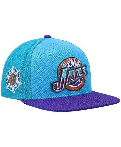 Men's Turquoise, Purple Utah Jazz Hardwood Classics On The Block Snapback Hat