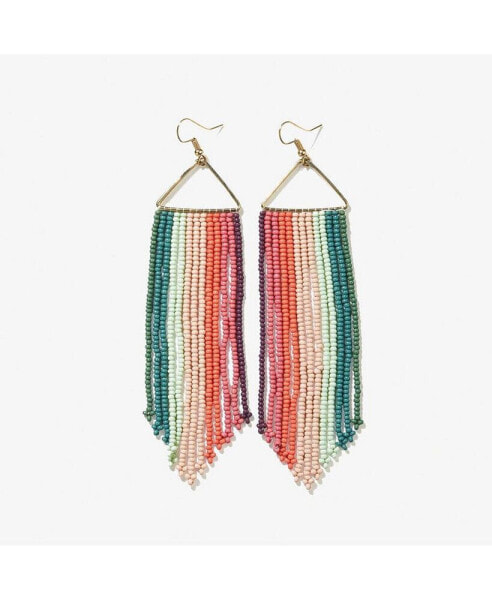 Emilie Beaded Fringe Earrings on Brass