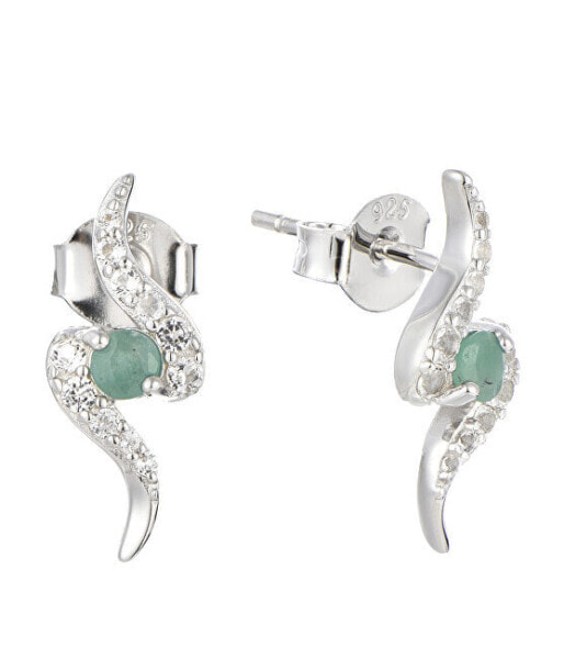 Precious Silver Earrings with Precious Stone SE09091D