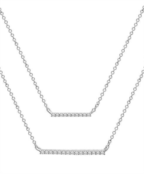 Diamond Double Bar Layered Necklace (1/6 ct. t.w.) in 10k White or Yellow Gold, 17" + 1" extender, Created for Macy's