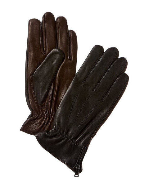 Bruno Magli Two-Tone Cashmere-Lined Leather Gloves Men's