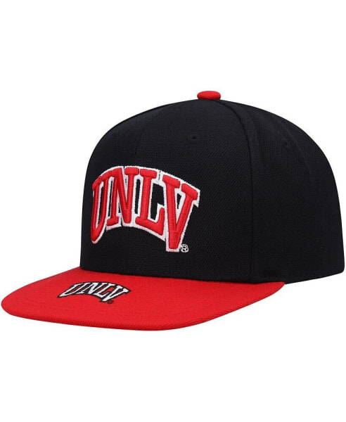 Бейсболка Mitchell&Ness больших мальчиков черно-красная UNLV Rebels Logo Bill Snapback Hat.