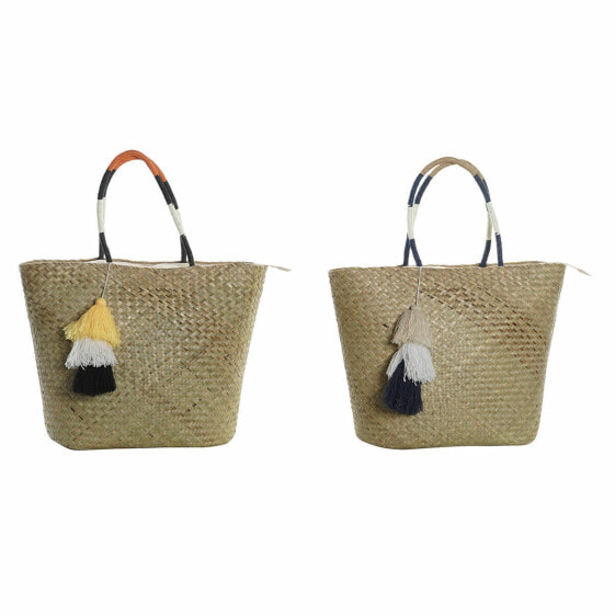 Пляжная сумка DKD Home Decor 49 x 18 x 37 cm Натуральный Оранжевый Тёмно Синий (2 штук)