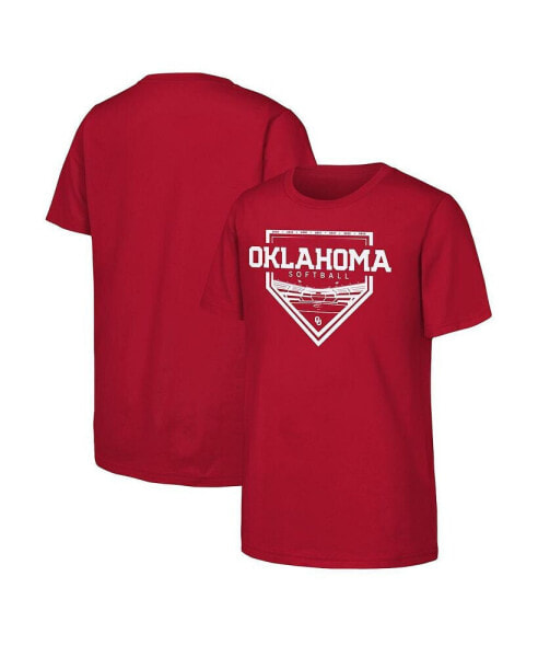 Big Boys and Girls Crimson Oklahoma Sooners Softball T-Shirt