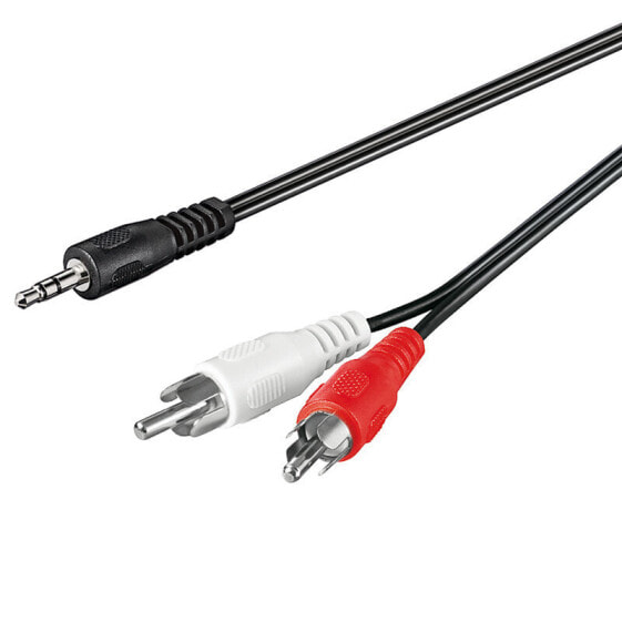 Аудио-кабель Wentronic 3.5 мм Мужской на RCA - 0.5 м Черно-красно-белый 28 AWG; Wentronic Audio Cable AUX Adapter - 3.5 mm Male to Stereo RCA Male - Black - Red - White 0.5m