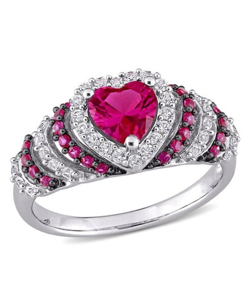 Кольцо Macy's Vintage Style Heart Ruby Sapphire Silver.