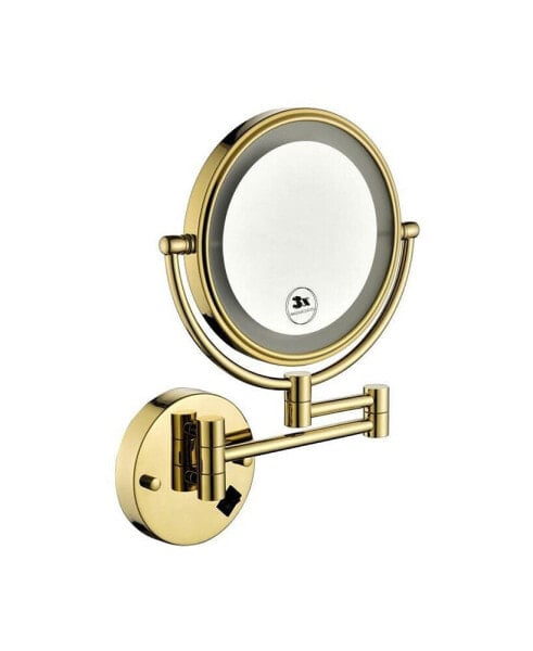 8 Inch LED Wall Mount Two-Sided Makeup Vanity Mirror 12 Inch Extension 1X/3X Magnify
