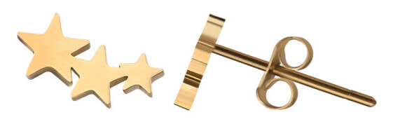 Longitudinal gold-plated earrings with stars