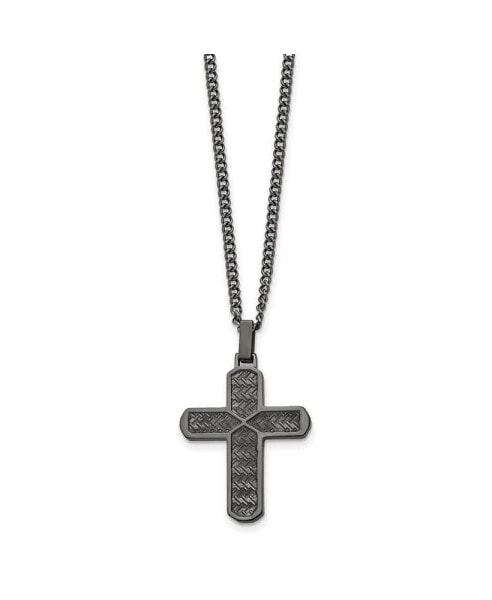 Chisel metal IP-plated Cross Pendant Curb Chain Necklace