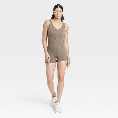 Women's Seamless Short Active Bodysuit - JoyLab Taupe XS