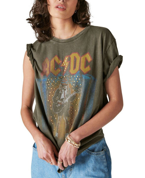 Women's AC/DC Stud-Detail Cotton Boyfriend T-Shirt
