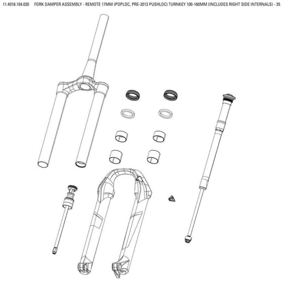 ROCKSHOX Fork Damper Assembly 35 Silver Turnkey Remote