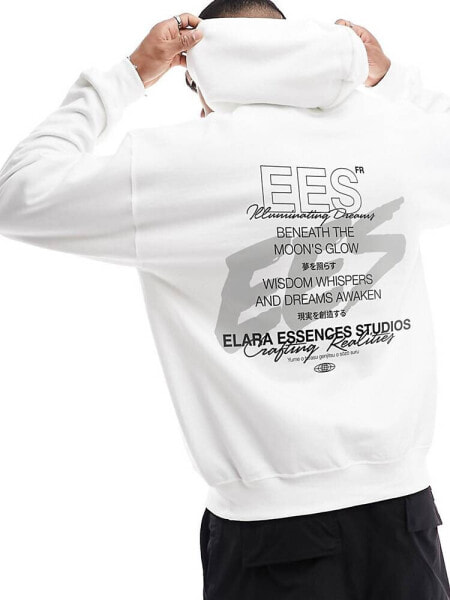 ASOS DESIGN oversized hoodie in white with back text print