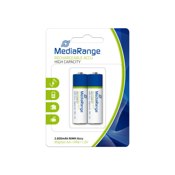 MEDIARANGE MRBAT123 - Rechargeable battery - Nickel-Metal Hydride (NiMH) - 1.2 V - 2 pc(s) - 2600 mAh - Cd (cadmium) - Hg (mercury)