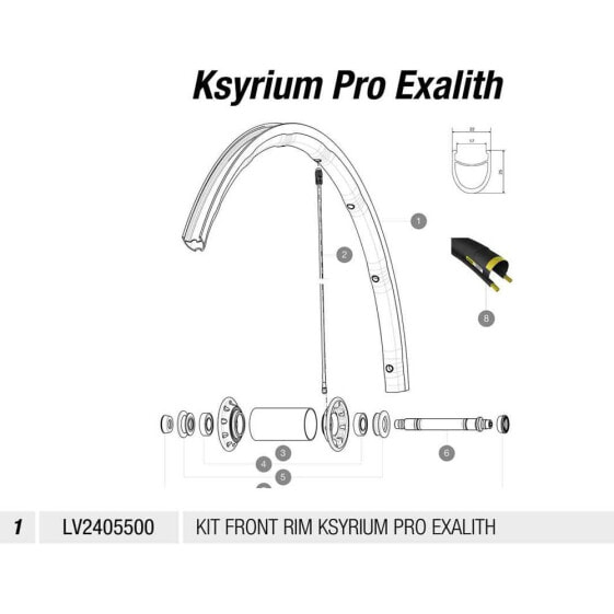 MAVIC Ksyrium Pro Exalith 17C Front Rim Kit