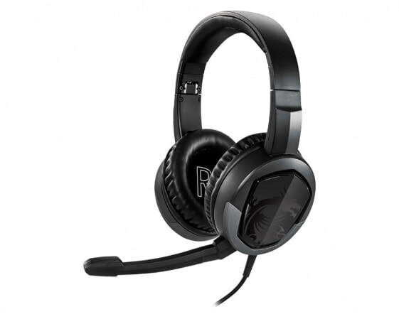 MSI IMMERSE GH30 V2 Gaming Headset 'Black with Iconic Dragon Logo - Wired Inline Audio with splitter accessory - 40mm Drivers - detachable Mic - easy foldable design' - Headset - Head-band - Gaming - Black - Rotary - Buttons - Rotary