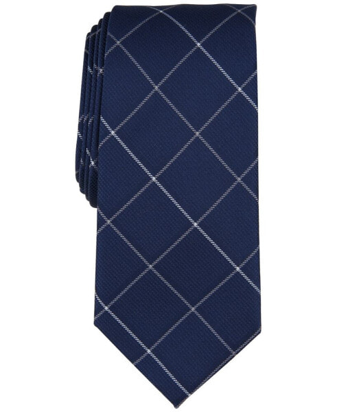 Синий мужской галстук Alfani Jaynelle Grid Tie, Created for Macy's