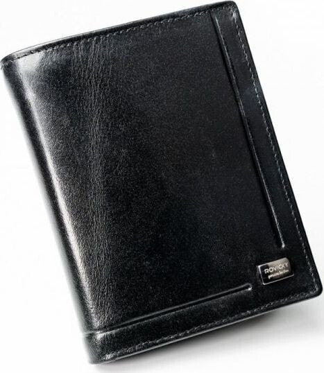 Кошелек мужской Rovicky Vertical Wallet Black Leather.