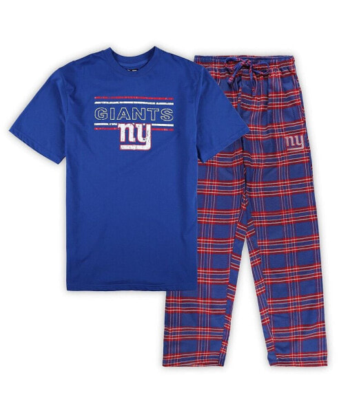 Men's Royal, Red Distressed New York Giants Big and Tall Flannel Sleep Set