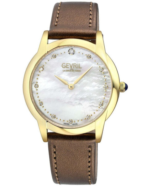 Women's Airolo Swiss Quartz Brown Leather Watch 36mm