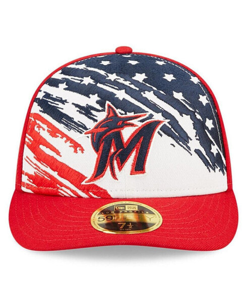 Men's Red Miami Marlins 2022 4th of July Low Profile 59FIFTY Fitted Hat