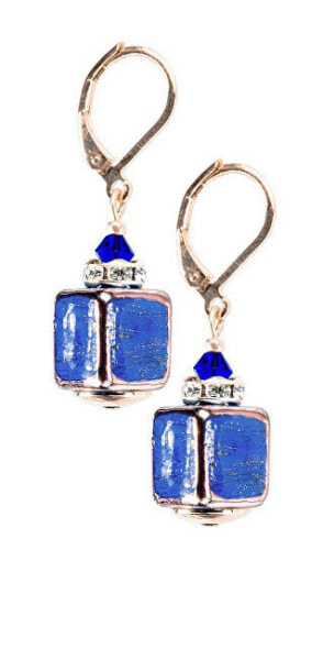 Sky blue women´s earrings Triple Blue made of Lampglas ECU28 pearls