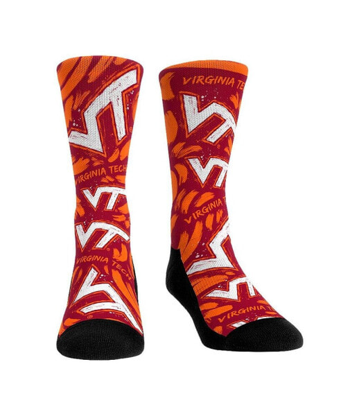 Men's and Women's Socks Virginia Tech Hokies Allover Logo and Paint Crew Socks