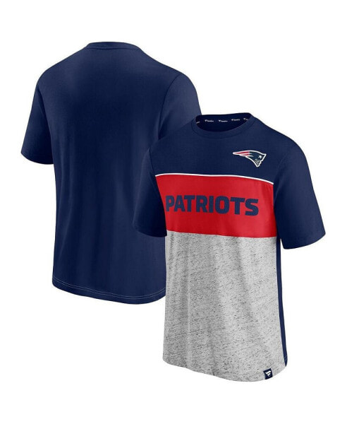 Men's Navy and Heathered Gray New England Patriots Colorblock T-shirt