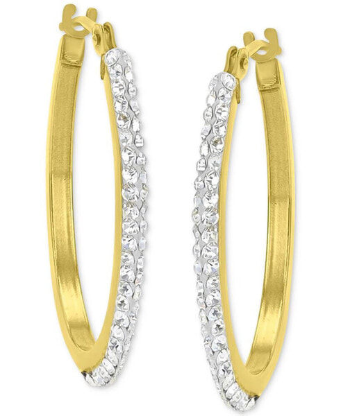 Crystal Pavé Small Round Hoop Earrings in 10k Gold, 0.79"