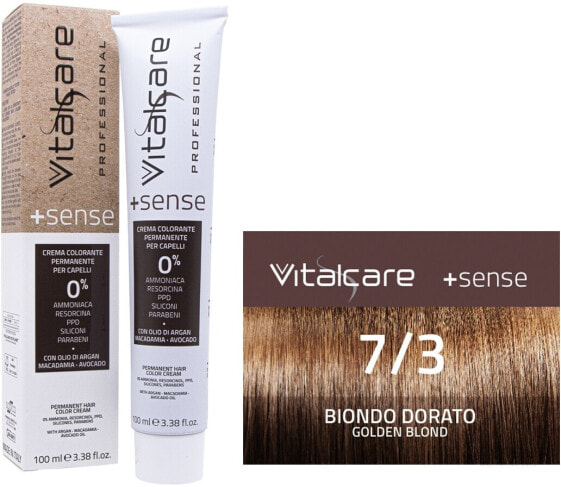 Haarfärbemittel ohne Ammoniak - VitalCare Crema Colorante +Sense 7/3 - Golden Blond