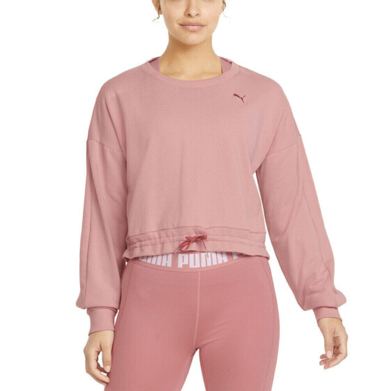 Puma Train French Terry Crew Neck Long Sleeve Sweatshirt Womens Pink Coats Jacke