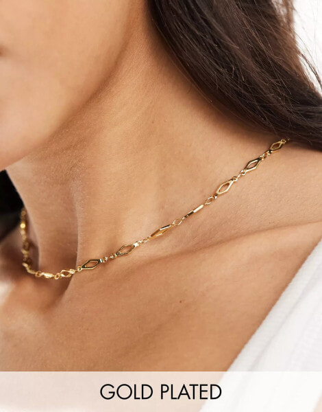 Accessorize Z collection gold plated flat chain necklace in gold