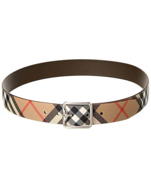 Burberry B Buckle Check Reversible Leather Belt Men's