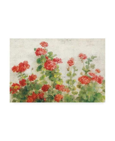 Danhui Nai Red Geraniums on White v2 Canvas Art - 27" x 33.5"