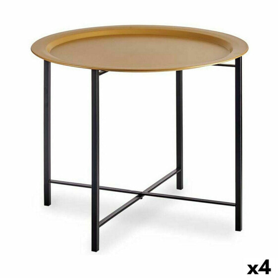 Вспомогательный стол Чёрный Позолоченный Металл 62 x 48,5 x 62 cm (4 штук)