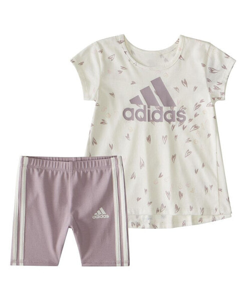 Пижама Adidas Baby Girls Back Pleat Top and Bike