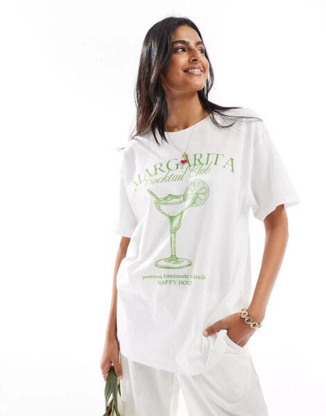 Miss Selfridge margarita oversized t-shirt in white