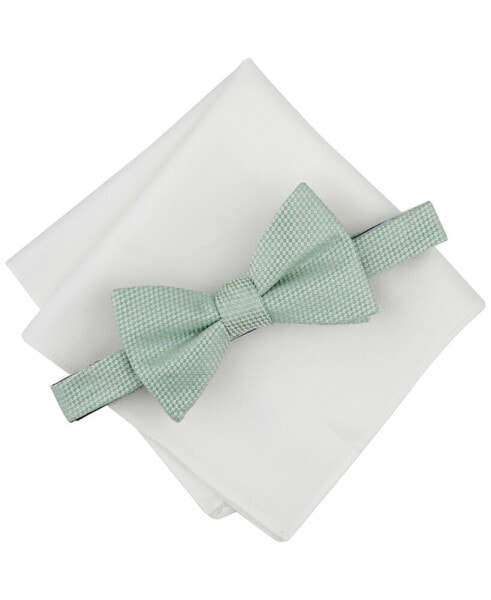 Men's Lombard Textured Bow Tie & Solid Pocket Square Set, Created for Macy's