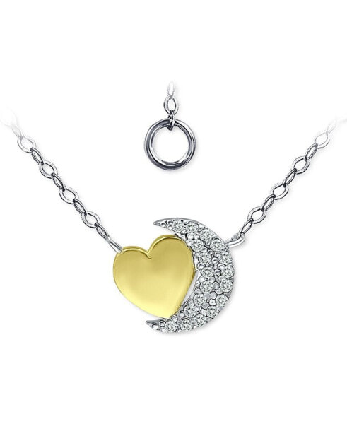 Giani Bernini cubic Zirconia Crescent Moon & Heart 16" Pendant Necklace in Sterling Silver & 18k Gold-Plate, Created for Macy's (Also in Sterling Silver)