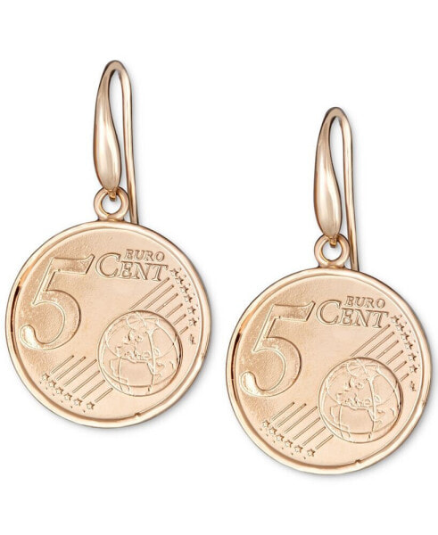 Euro-Look Coin Drop Earrings in 14k Gold-Plated Sterling Silver