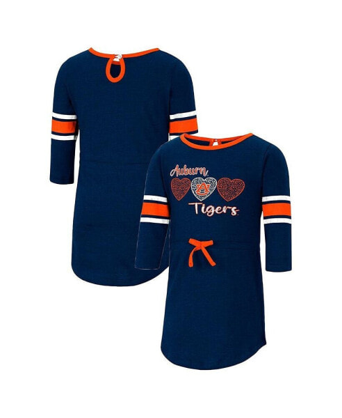 Toddler Girls Heathered Navy Auburn Tigers Poppin Sleeve Stripe Dress