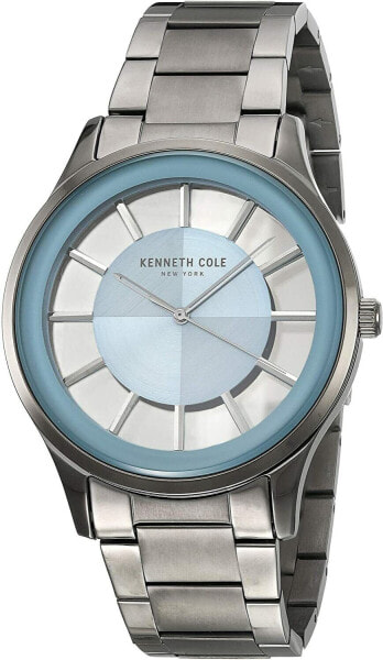 Kenneth Cole Men's Stainless Steel Silver-Blue Dial Watch KC50500006 NEW